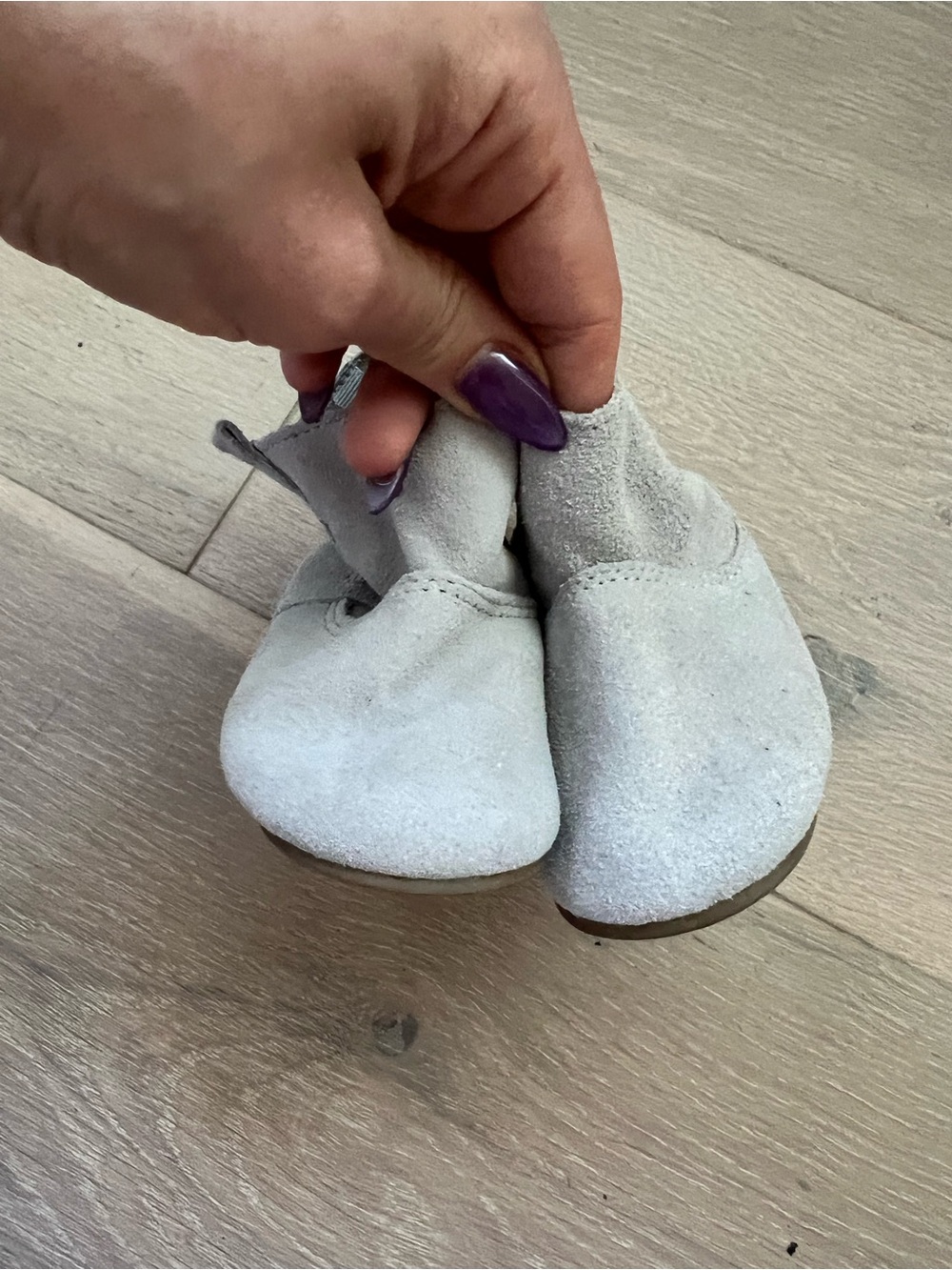 Kids Soft Suede Booties in Light Gray - baby gap